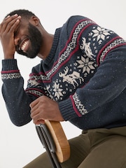 FatFace Navy Moose Crew Jumper - Image 3 of 6