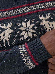 FatFace Navy Moose Crew Jumper - Image 5 of 6