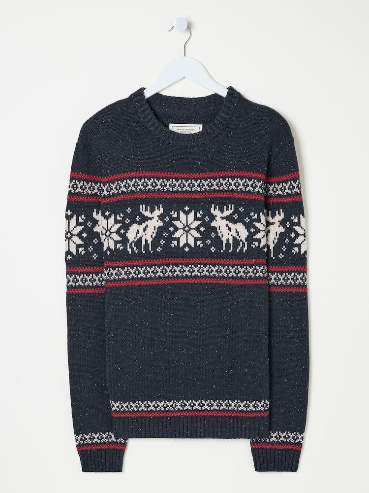 FatFace Navy Moose Crew Jumper - Image 6 of 6