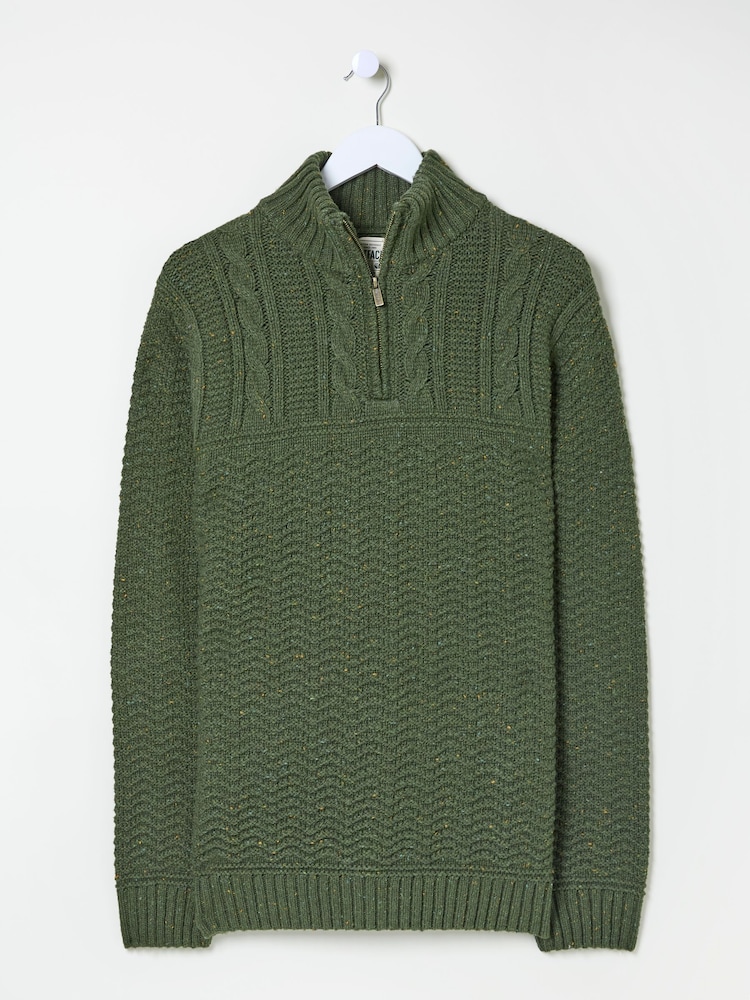 FatFace Khaki Green Funtley Half Neck Jumper - Image 5 of 5 FatFace Khaki Green Funtley Half Neck Jumper - Image 5 of 5