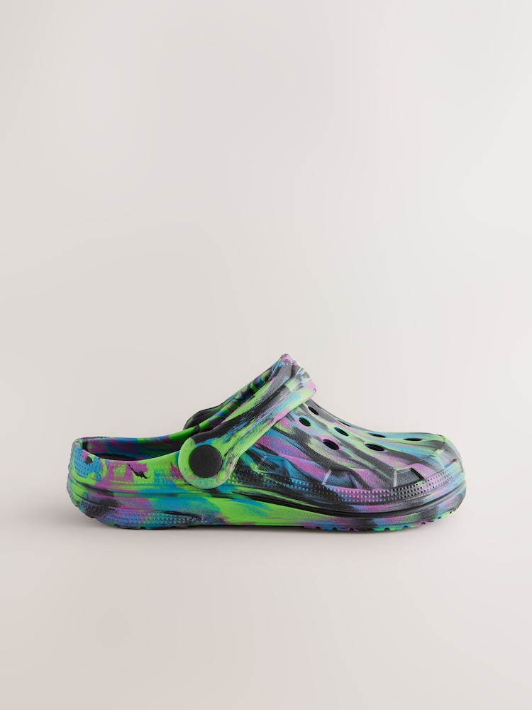 Black Purple Marble Clogs - Image 2 of 5