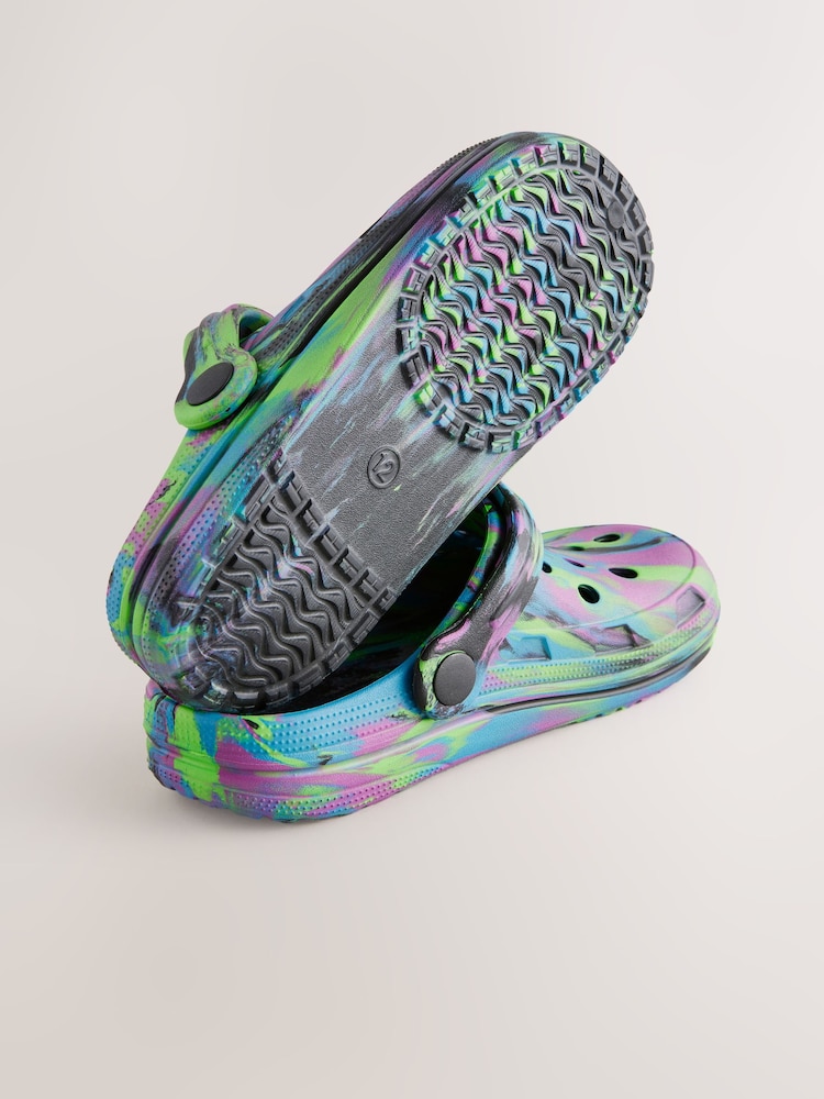 Black Purple Marble Clogs - Image 3 of 5
