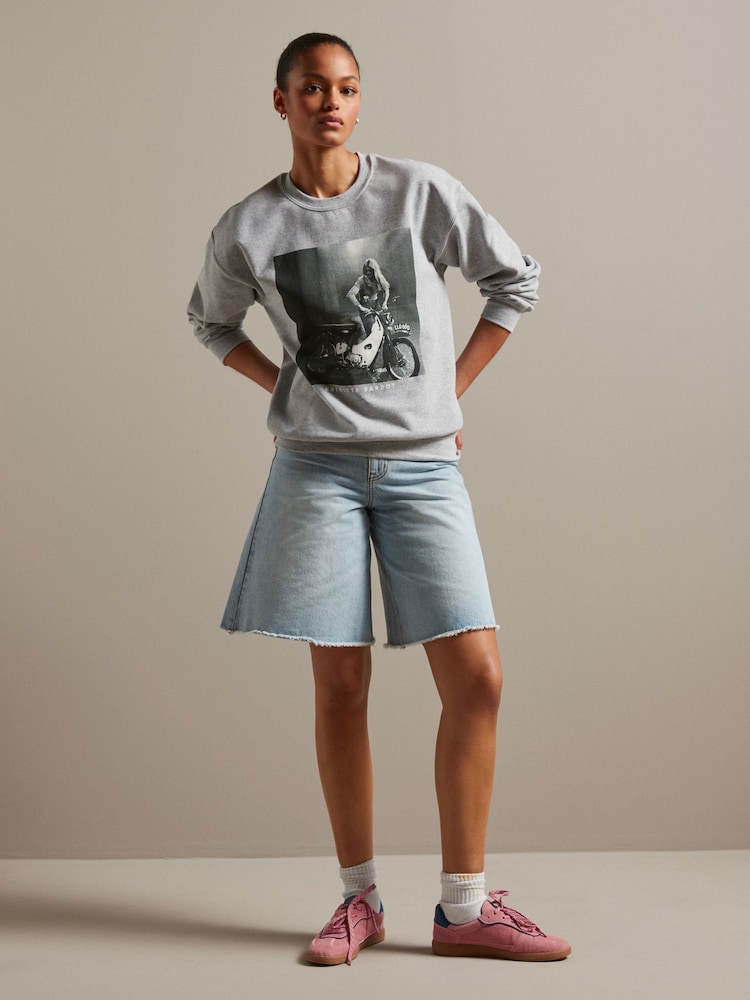 Grey License Brigitte Bardot Relaxed Fit Graphic Slogan Sweatshirt - Image 2 of 6