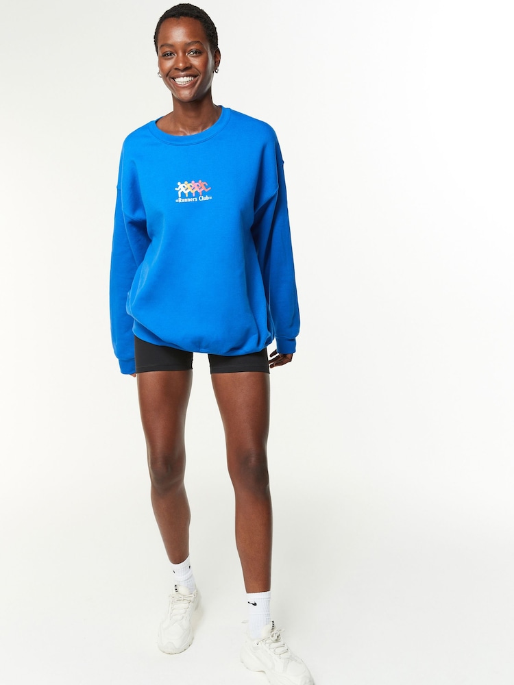 Blue Cobalt Relaxed Fit Slogan Graphic San Francisco Runners Club Sweatshirt - Image 2 of 6