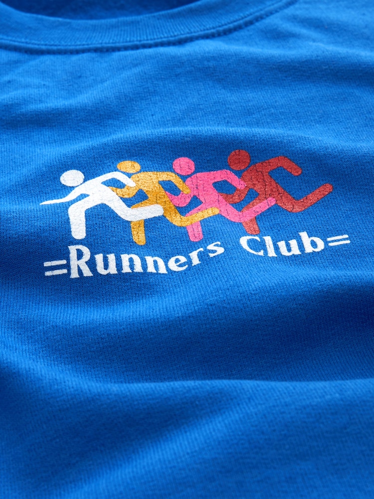 Blue Cobalt Relaxed Fit Slogan Graphic San Francisco Runners Club Sweatshirt - Image 6 of 6