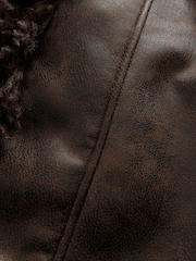Chocolate Brown Penny Lane Faux Fur Lined Longline Coat - Image 8 of 9