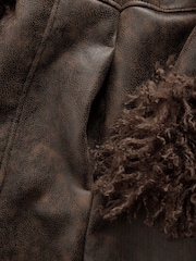 Chocolate Brown Penny Lane Faux Fur Lined Longline Coat - Image 9 of 9