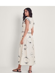 Monsoon Natural Esther 100% Cotton Embroidered Maxi Dress - Image 3 of 5