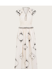 Monsoon Natural Esther 100% Cotton Embroidered Maxi Dress - Image 5 of 5