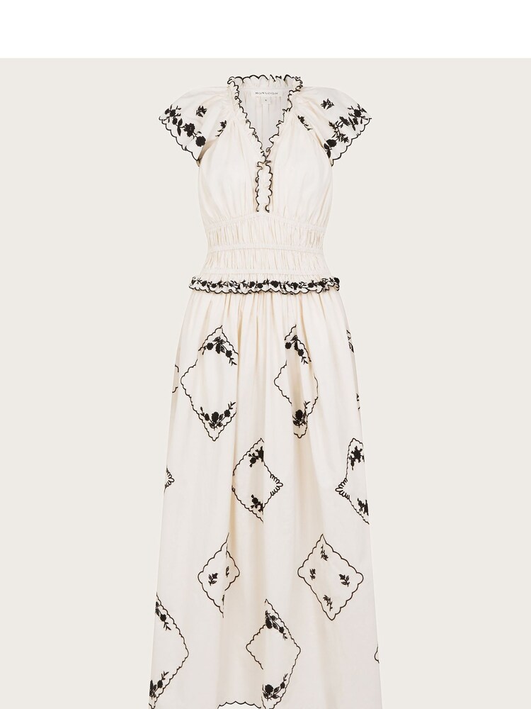 Monsoon Natural Esther 100% Cotton Embroidered Maxi Dress - Image 5 of 5
