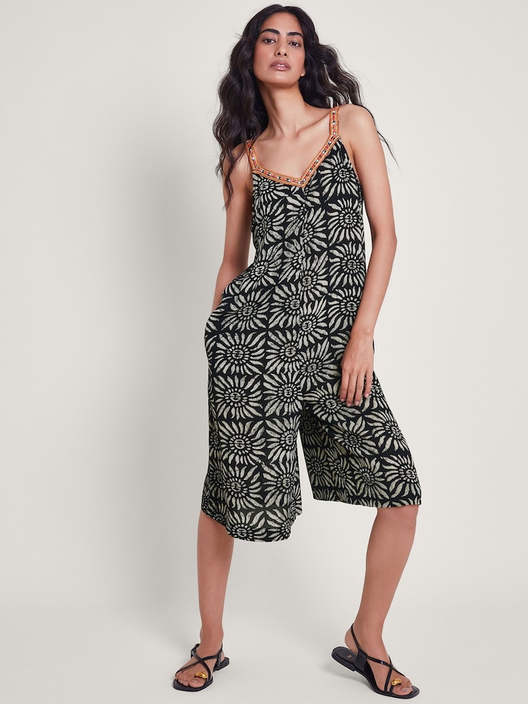 Monsoon Black Sunny Batik Dye Playsuit - Image 1 of 4