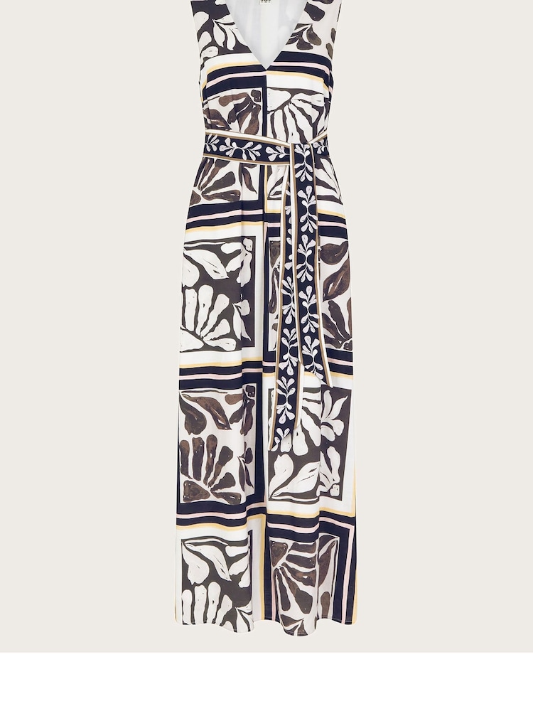 Monsoon Black Nelinha Print Linen Dress - Image 5 of 5