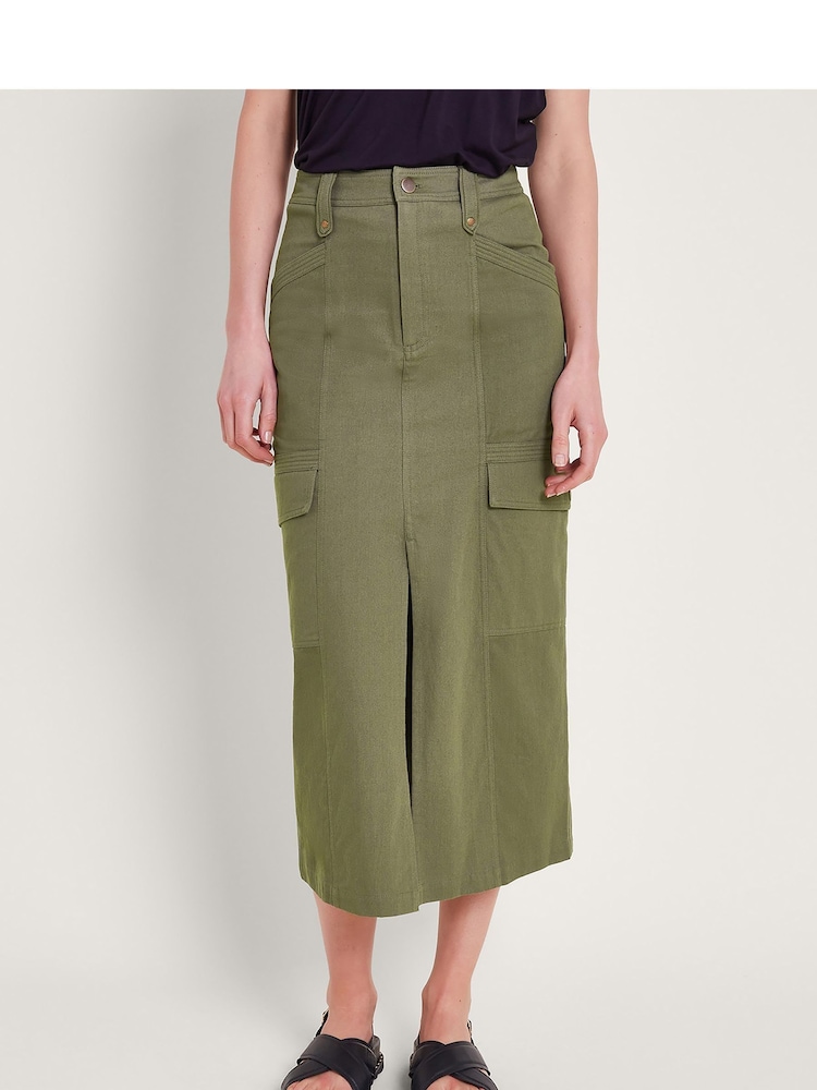 Monsoon 100% Cotton Lucia Cargo Midi Skirt - Bild 1 von 5