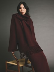 Berry Red Premium Handsewn Wool Rich Scarf Coat - Image 1 of 9