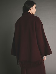 Berry Red Premium Handsewn Wool Rich Scarf Coat - Image 3 of 9