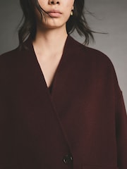 Berry Red Premium Handsewn Wool Rich Scarf Coat - Image 4 of 9