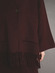Berry Red Premium Handsewn Wool Rich Scarf Coat - Image 5 of 9