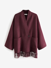 Berry Red Premium Handsewn Wool Rich Scarf Coat - Image 7 of 9