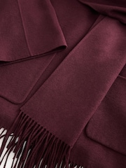 Berry Red Premium Handsewn Wool Rich Scarf Coat - Image 8 of 9