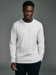 Blanc - Manches longues - Basic Col rond Coupe classique T-shirt - Image 1 of 7