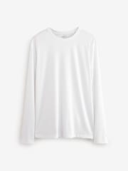Blanc - Manches longues - Basic Col rond Coupe classique T-shirt - Image 5 of 7