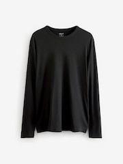 Black Long Sleeve Basic Crew Neck Regular Fit T-Shirt - Image 5 of 7