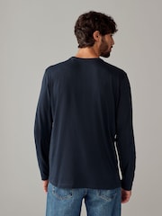 Navy Blue Long Sleeve Basic Crew Neck Regular Fit T-Shirt - Image 3 of 7