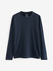 Navy Blue Long Sleeve Basic Crew Neck Regular Fit T-Shirt - Image 5 of 7