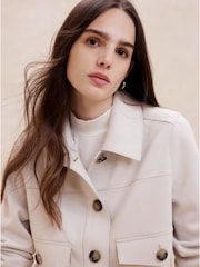 Banana Republic Cream Vegan Suede Short Jacket - Image 1 of 4