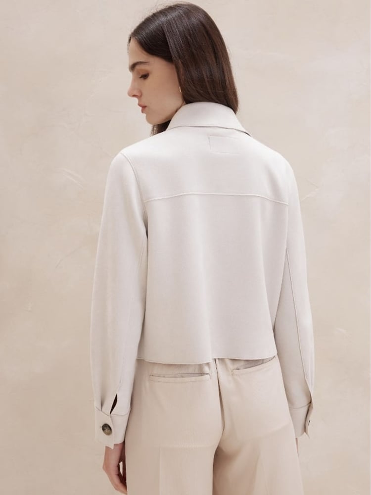 Banana Republic Cream Vegan Suede Short Jacket - Image 2 of 4