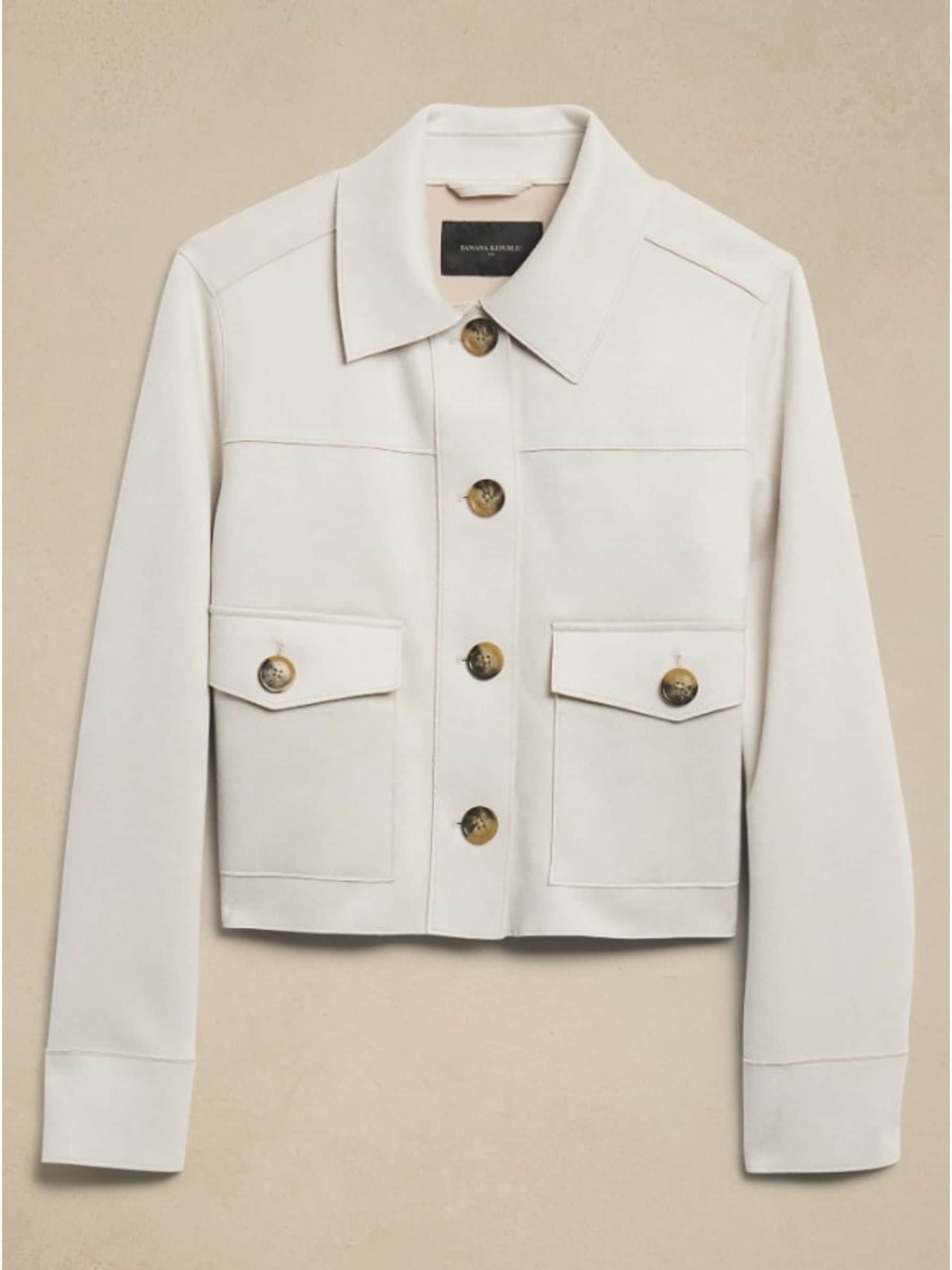 Buy Banana Republic Cream Vegan Suede Short Jacket from Next Luxembourg