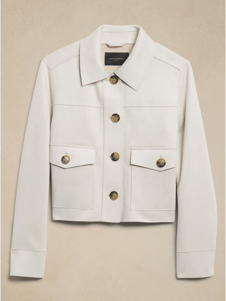 Banana Republic Cream Vegan Suede Short Jacket - Image 4 of 4