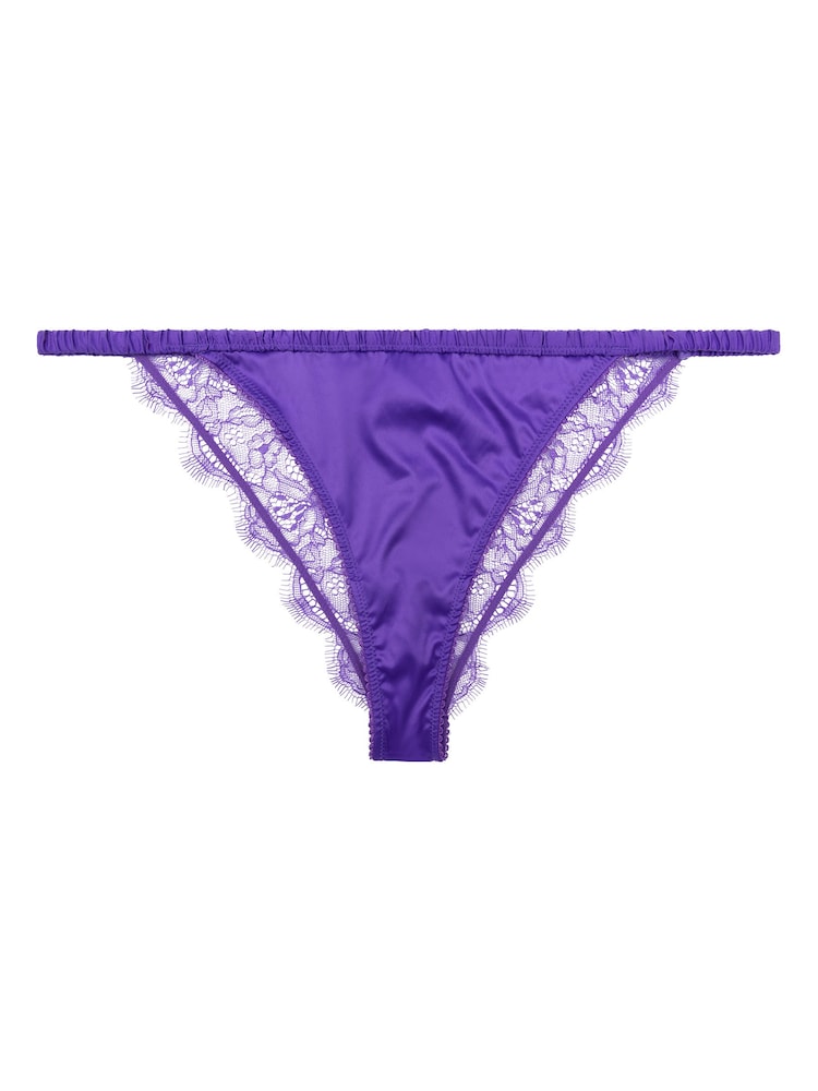 Love Stories Purple Charlotte Lace and Satin Tanga Briefs - Image 1 of 6