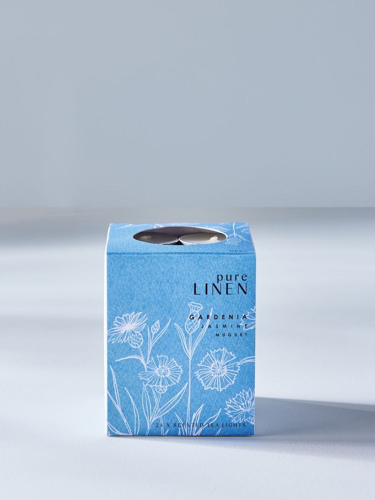 Blue Pure Linen 24 Pack Tealights Candle - Image 2 of 3 Blue Pure Linen 24 Pack Tealights Candle - Image 2 of 3