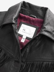Black N. Premium Genuine Leather Fringed Jacket - Image 7 of 10