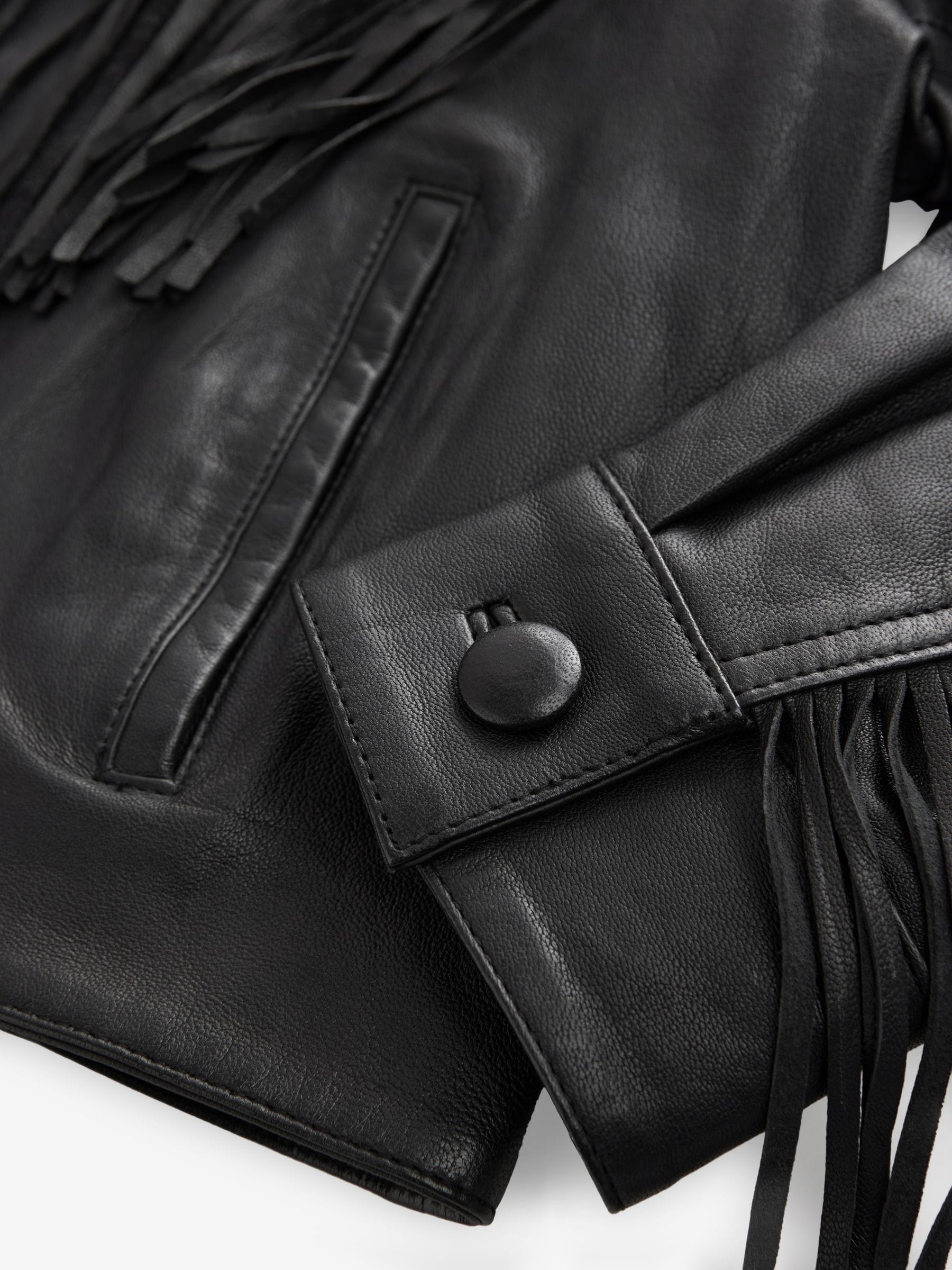Buy Black N. Premium Genuine Leather Fringed Jacket from