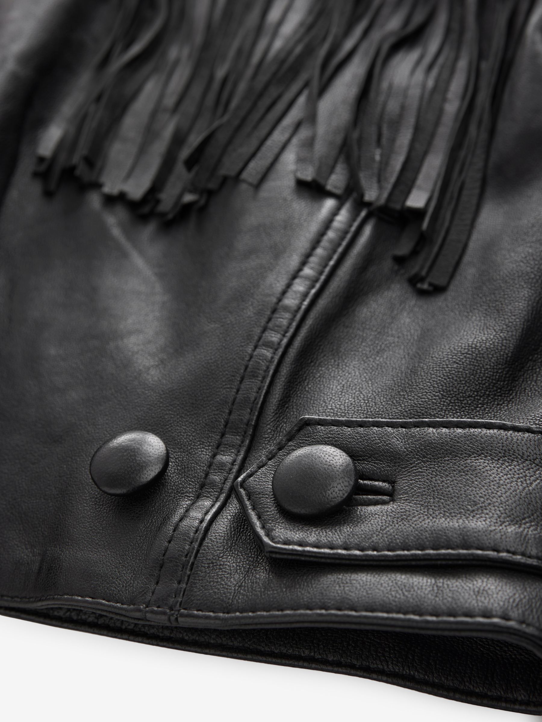 パリコレクション Buy Black USA Next from Jacket Fringed Leather Genuine Premium トップス