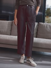 Berry Red Premium Genuine Leather Trousers - Image 3 of 7
