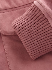 Rose Pink Real Suede Bomber Jacket - Image 6 of 9