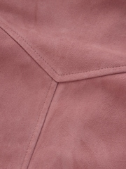 Rose Pink Real Suede Bomber Jacket - Image 9 of 9