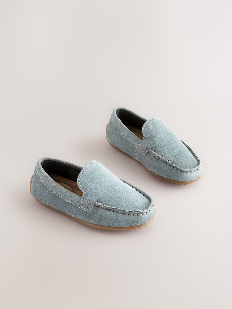 Blue Standard Fit (F) Suede Slip-Ons Loafers Shoes - Image 1 of 5