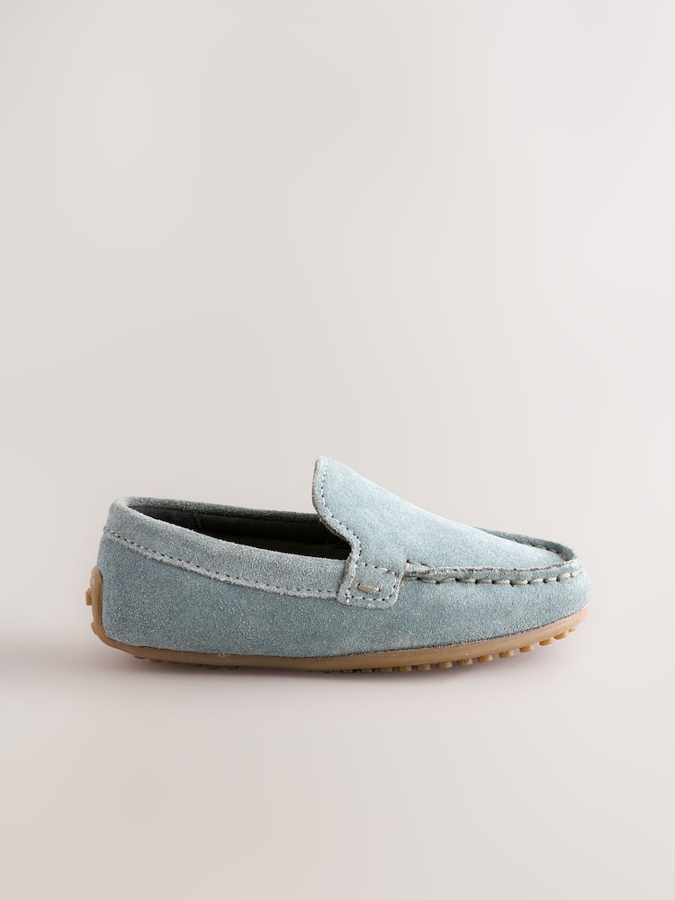 Blue Standard Fit (F) Suede Slip-Ons Loafers Shoes - Image 2 of 5