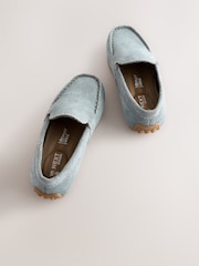 Blue Standard Fit (F) Suede Slip-Ons Loafers Shoes - Image 3 of 5