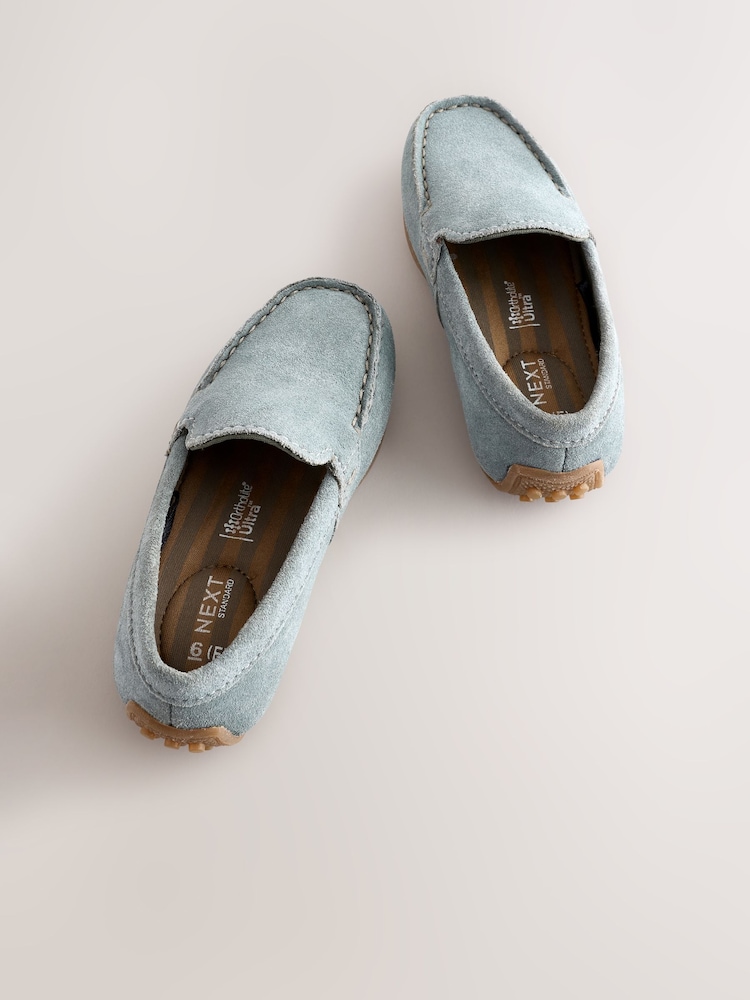 Blue Standard Fit (F) Suede Slip-Ons Loafers Shoes - Image 3 of 5