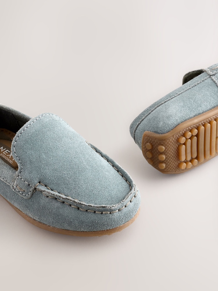 Blue Standard Fit (F) Suede Slip-Ons Loafers Shoes - Image 4 of 5