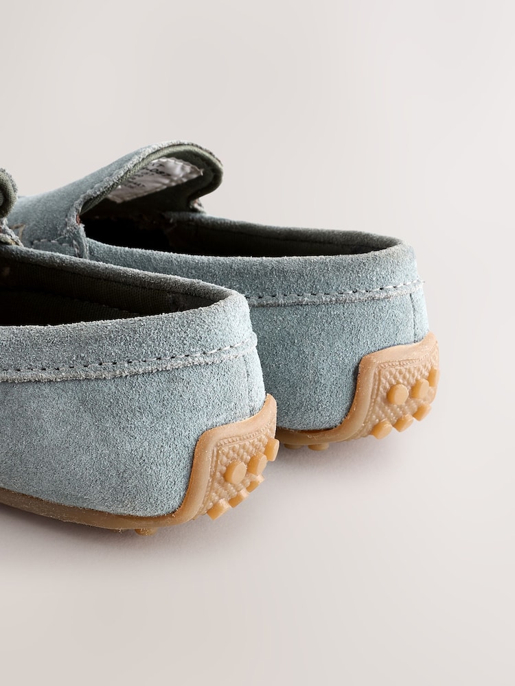 Blue Standard Fit (F) Suede Slip-Ons Loafers Shoes - Image 5 of 5
