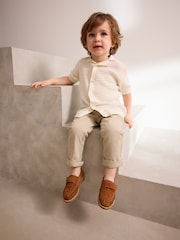 Tan Brown Suede Woven Loafers - Image 3 of 8