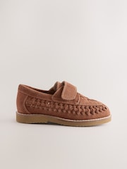 Tan Brown Suede Woven Loafers - Image 5 of 8