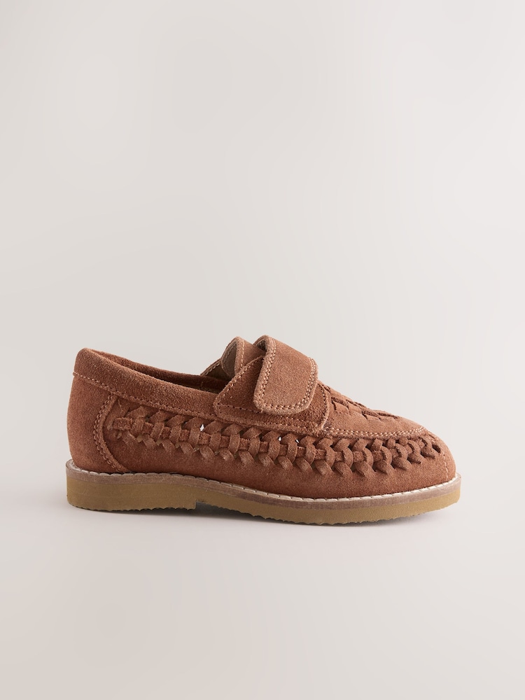 Tan Brown Suede Woven Loafers - Image 5 of 8