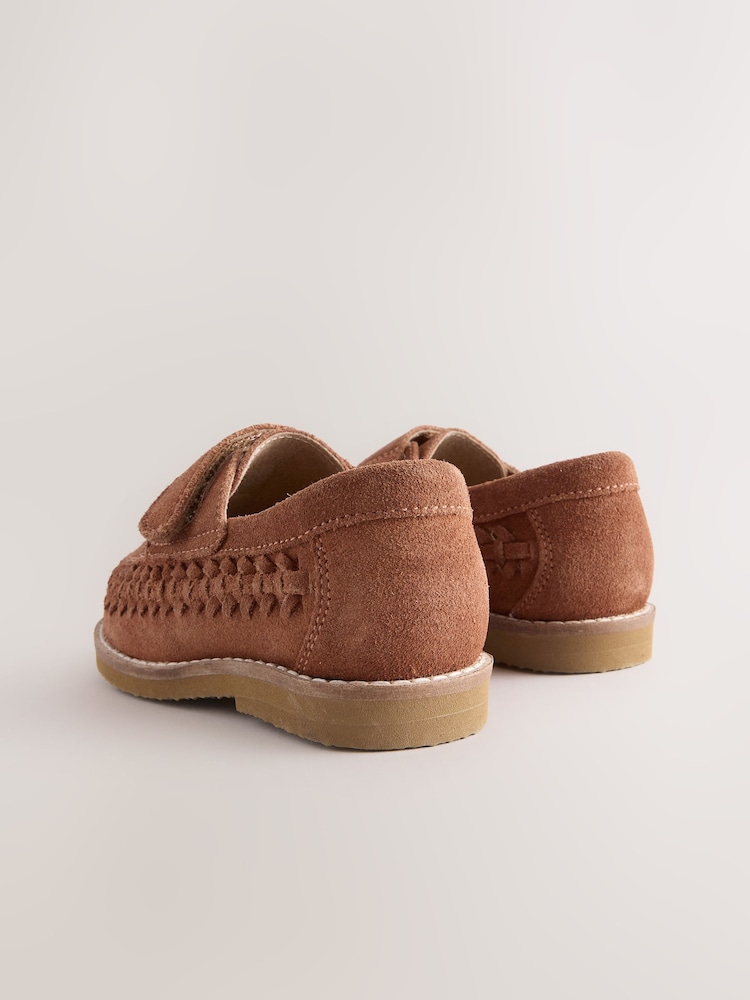 Tan Brown Suede Woven Loafers - Image 7 of 8